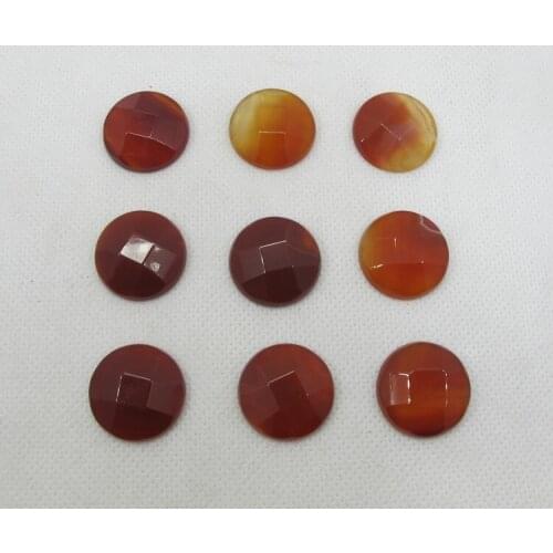 Wholesale 5pcs/lot Natural Red Agat e 20mm Faceted Round Gem stone Jewelry Cabochon Natural Carnelian Ring face