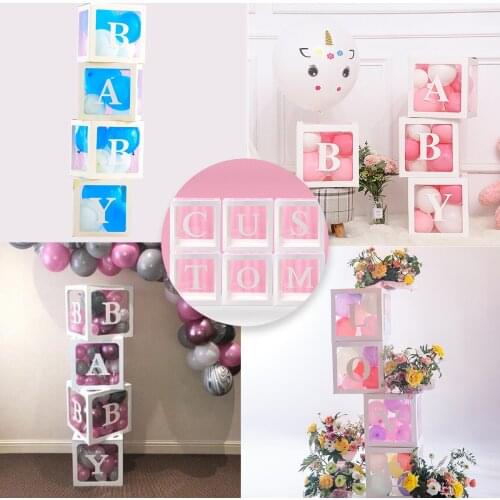 Transparent Name Box Letter Balloons Baby Shower Decorations First 1st Birthday Balloons Party Decor Gift Kids Balon