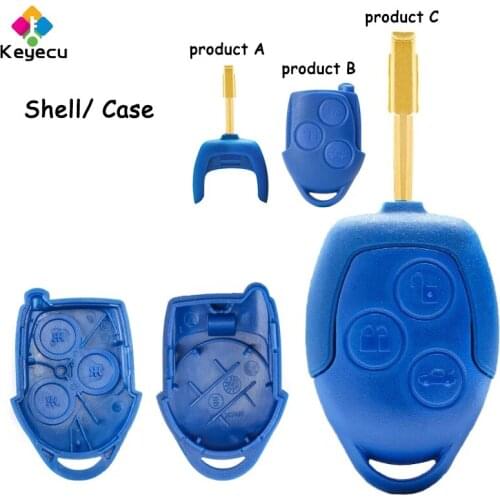 KEYECU Remote Head Car Key Shell Case With 3 Buttons FO21 Blade - FOB for Ford Transit WM VM 2006 2007 2008 2009 2010 2011- 2014