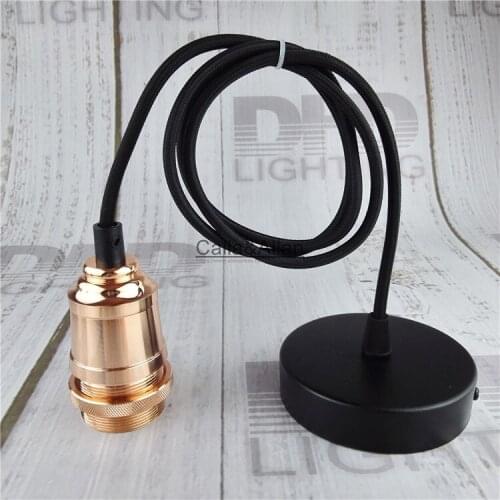 Rose gold copper color aluminum ceramic socket DIY pendant light fixture E27 with ceiling mount 1.1meter wire cord AC110V/220V