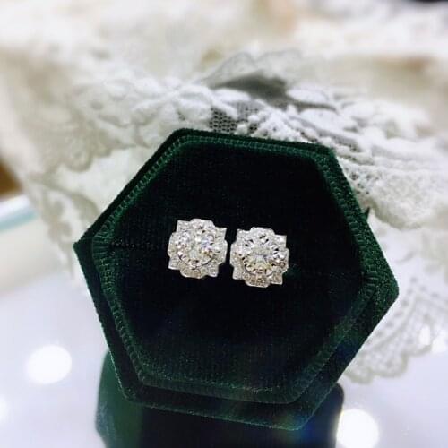 Huitan Geometric Shaped Stud Earrings with Round Cubic Zirconia for Women Simple Stylish Daily Wear Delicate Girls Accessories