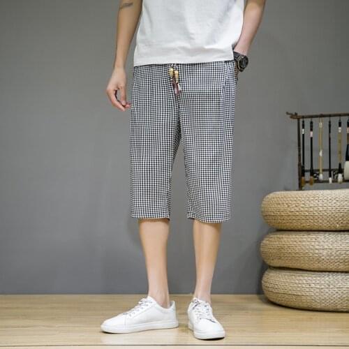 Summer Male Fashion Casual Shorts Men Striped Mens Sportswear Sweatpants Jogger Breathable Straight-leg Beach pants