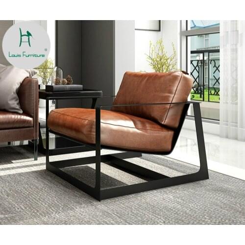 Louis Fashion Living Room Chair Nordic Bedroom Single Personality Modern Simple Leather Living Room