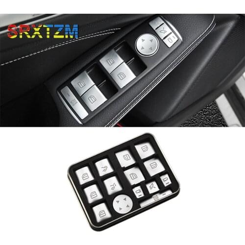 SRXTZM For Mercedes Benz W204 A B C E GLA CLA GLK GLE class W204 W212 Car Window Glasses Lift Button Cover Switch Stickers Trim