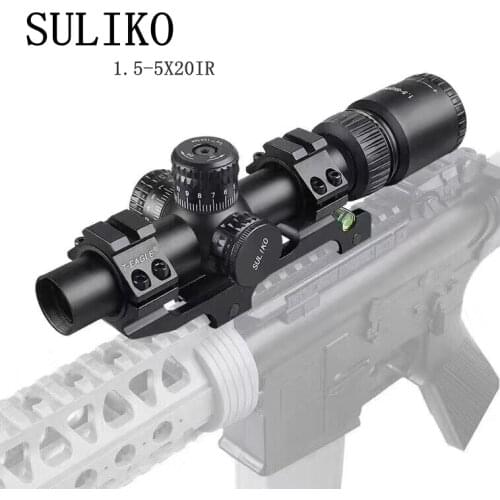 SULIKO 1.5-5×20IR Hunting Riflescopes Adjustable Red Hunting Light Tactical Scope Reticle Optical Rifle Scope Fast Focus