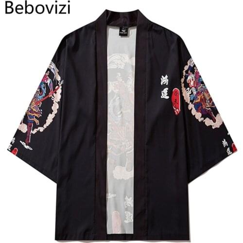 Yukata Men Traditional Haori Beach Haori Japanese Cartoon Asia Clothing Black Kimono Pants Set Cardigan Cosplay Shirt Women