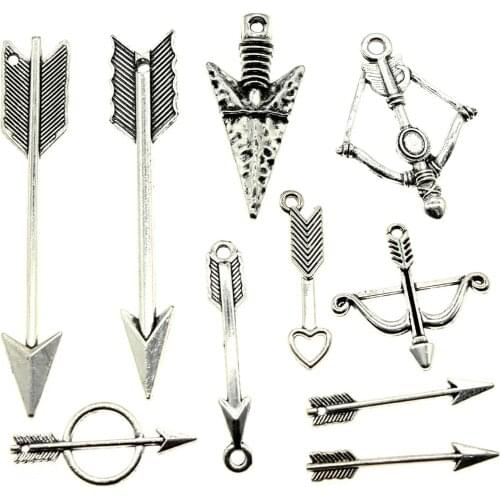 WYSIWYG 40g Antique Silver Color Zinc Alloy Random Mix Styles Arrow Charms DIY Handmade Craft For Jewelry Making