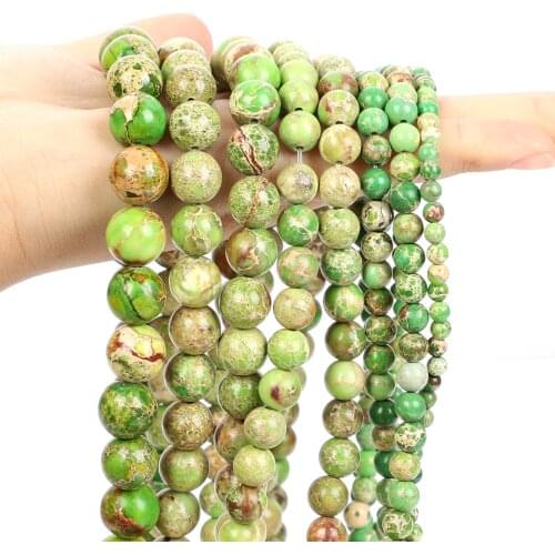 Green Imperial Natural Stone Beads Emperor Jaspers Round Loose Spacer Bead For Jewelry Making DIY Charm Bracelets 4/6/8/10/12MM