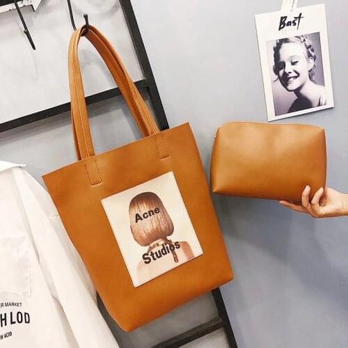Womens Handbag Women Bags Pu Leather Big Shoulder Bag Female Designer Vintage Top-handle Bag Ladies Tote Bag Printing