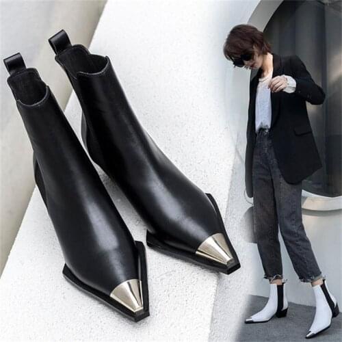 Martin boots womens 2021 spring and autumn new mid-heel locomotive thick heel short boots