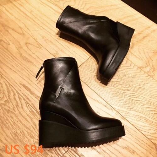 Womens Wedge Shoes Winter Women Boots Genuine Leather High Quality Casual Shoes Designer Boots High Heels Platform Boots