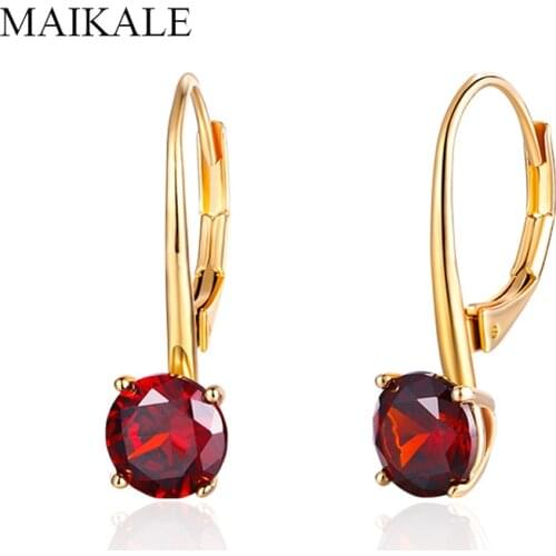MAIKALE Simple Multicolor Cubic Zirconia Stud Earrings Gold Silver Color Plated Copper CZ Earrings for Women Jewelry Trendy Gift