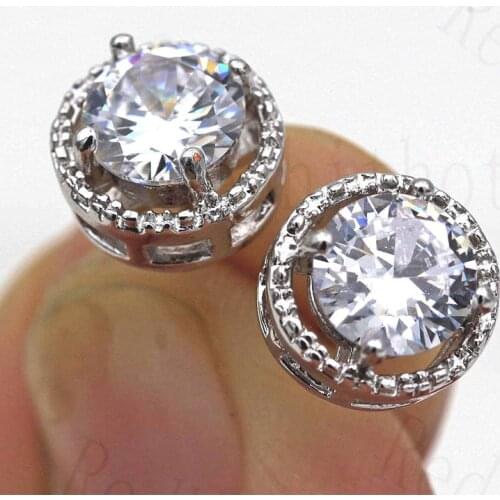 2019 New Fashion Earrings for Women Hollow Out Stud Earring with Round Zircon Trendy Wedding Jewelry for Girls Gift