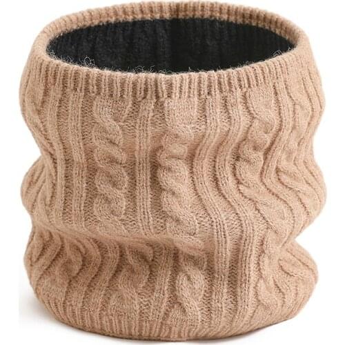 Women Winter Ring Scarf Knit Warm Neck Scarves Cotton Thick Double Side Unisex Solid Snood Bandana Face Cover 2020 Fashion