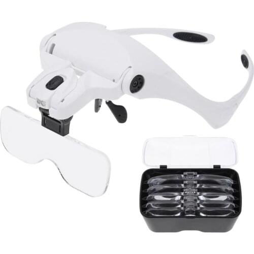 1.0X 1.5X 2.0X 2.5X 3.5X Adjustable 5 Lens Loupe LED Light Headband Magnifier Glass LED Magnifying Glasses With Lamp