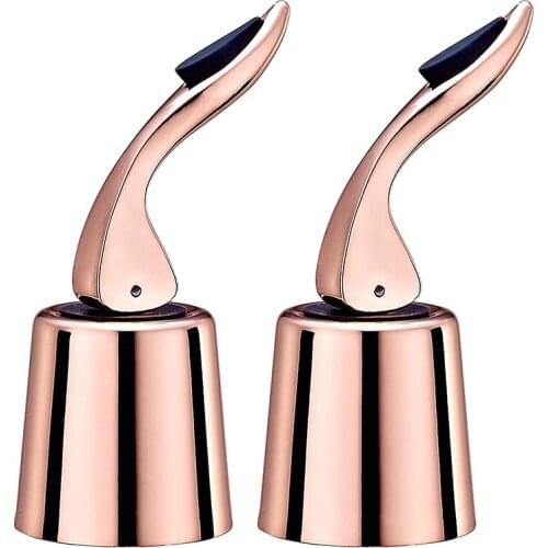 2 Pack Champagne Stopper Eco-friendly Rose Gold Stainless Steel Vacuum Press Sealer Wine Saver Stoppers Bottle Caps Bar Tools