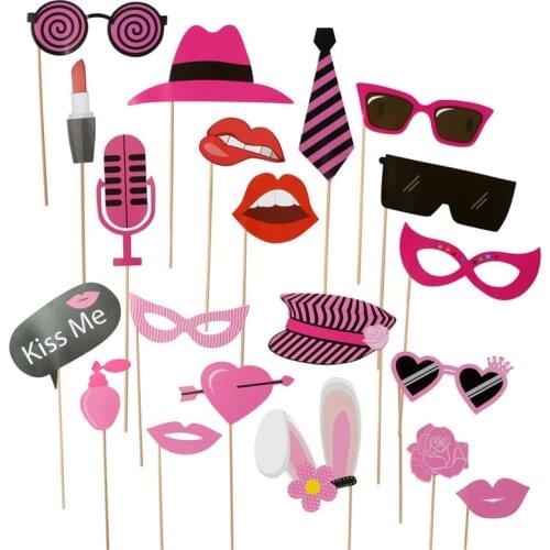 20pcs Funny Birthday Party Photo Props Birthday Supplies Party Picture Shooting Decors
