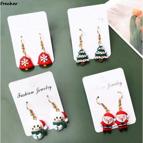 2021 Creative Christmas Earrings Crystal Snowman Jewelry Christmas Tree Stud Earring For Women Party Accessories Girl Gifts