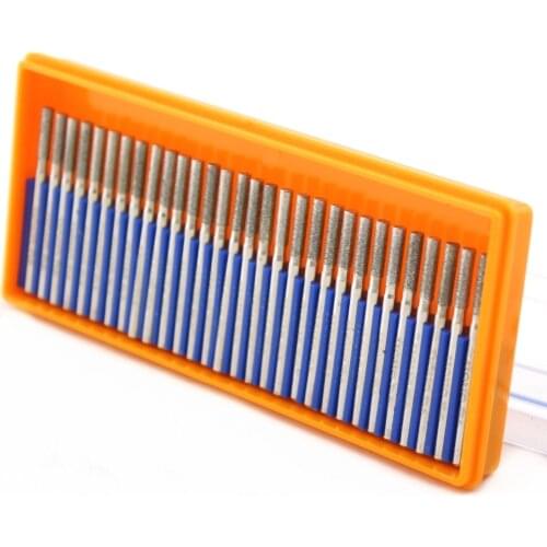 30 Pcs Bur Diamond Grinding Head 1 1.5 2 2.5 3 3.5mm Cylindrical Engraving Bits Coated Carving Burrs Shank 1/8" for Dremel Tools