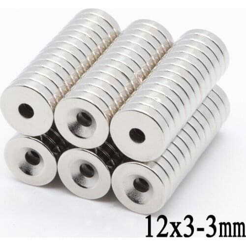 50pcs 12mmx3mm Hole 3mm N35 Ring Block Craft Permanet Magnet Powerful Rare Earth Ndfeb Neodymium Magnets