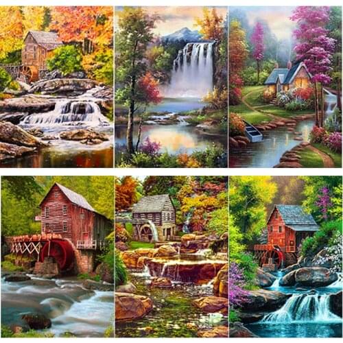 5D DIY Diamond Painting Scenery House Diamond Embroidery Landscape Cross Stitch Full Square Round Drill Home Decor Manual Gift