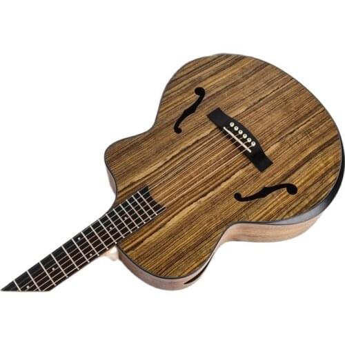 Full Walnut Wood F Hole 40.5 Inch Jf Body Electric Acoustic Guitar Folk Guitar With Okoume Armrest Guitarra Eletrica