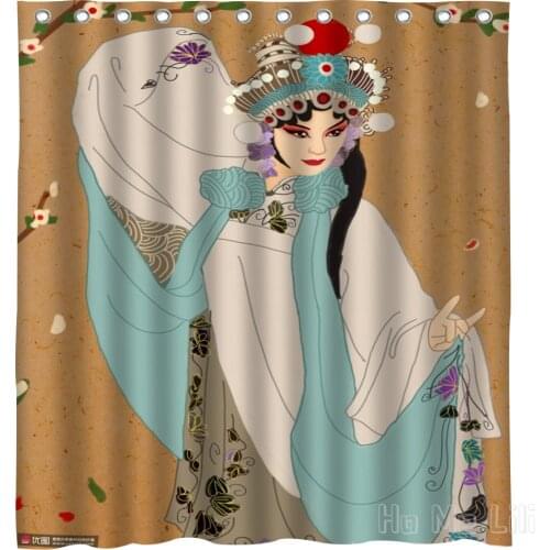 White Snake Opera Design Waterproof Bathroom Partition Curtain Home Accessories