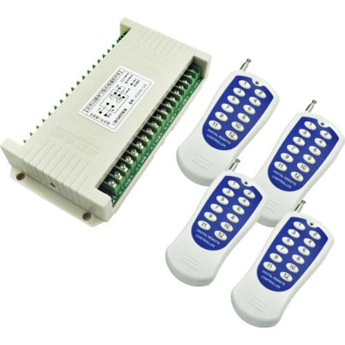 0-1000m AC 220V 12 CH Channel 12CH RF Wireless Remote Control LED Light Switch System Receiver + Transmitter, 315 433 MHz