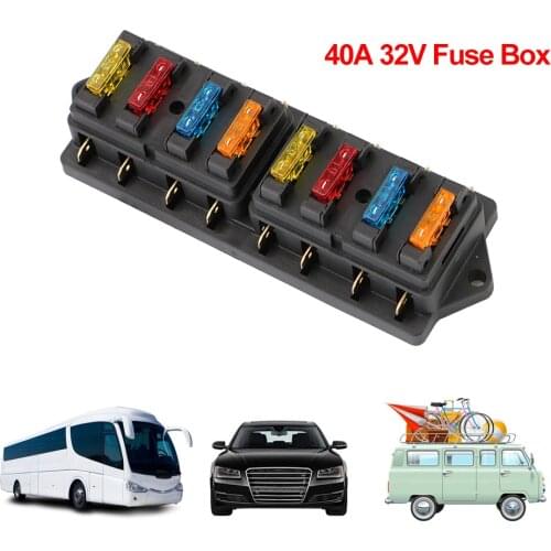 40A 32V Blade Fuse Box Holder Block 8Way Circuit Overload Protection LED Indicator Car Accessories For Boat Marine Truck Caravan