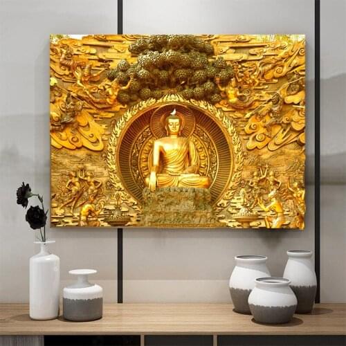 Buddhism Wall Art Canvas Painting Posters and Prints Religion Decoration Lord Buddha Pictures for Living Room Wall Frameless