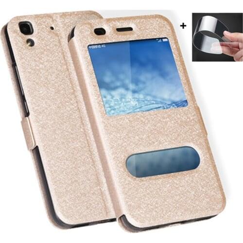 Open window case for huawei Honor 4A Case For huawei y6 2015 shell leather flip Back Cover Phone Casing for Huawei Y6 2015 Cases