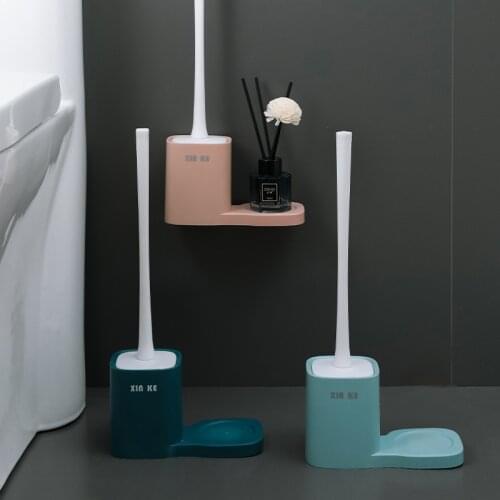 Toilet Brush Holder Strong Bristles Good Grips Hideaway Compact Brush Deep Cleaning Toilet Brush Wall-mounted Cleaning Brush