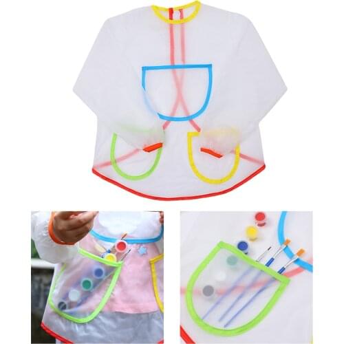 Children Long Sleeve Waterproof Apron Kid Art Craft Painting Cook Feeding Smock