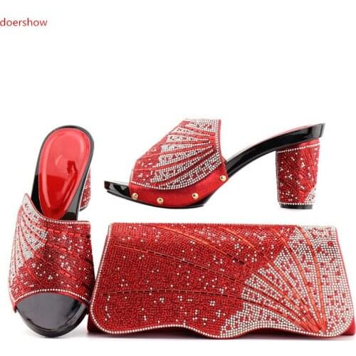 Doershow Hot Selling red Shoes And Bags To Match African Shoes and Bag Sets Italian Shoes Matching With Bags PAN1-6