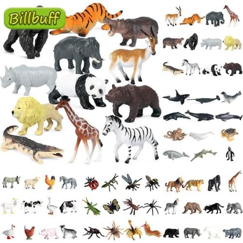 12pcs Simulation Wild Animals Lion Insect Farm Poultry Figurine Plastic Models Action Figures Educational toys for children Gift