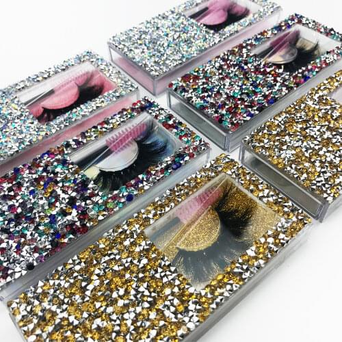 FOXYFOX Rhinestone Diamond False Eyelash Packaging Box Fake 3d Mink Eyelashes Boxes Diamond Shine Box Case Lashes Empty