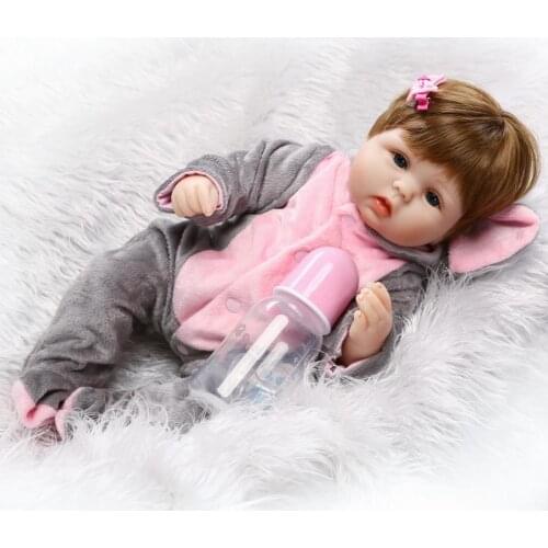 16 Inches 40CM Animal Doll Reborn Cotton Body Silicone Bebe Doll Blue Eyes Children Birthday Gift Realistic Babies Born Dolls