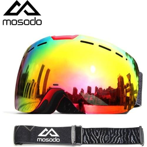 Mosodo Magnetic Ski Goggles Magnet Snowmobile Anti-fog Skiing Eyewear Snow Large Spherical Winter Ski Glasses Brightening len