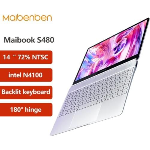Laptop MAIBENBEN JinMai 6 S480 [14"FHD, 72% NTSC, intel N4100, Backlit keyboard] 1 year warranty，Portable