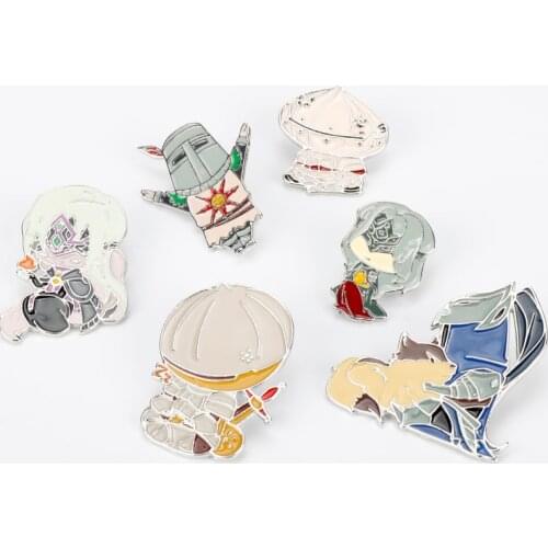 Cartoon Dark Soul 3 Brooch Enamel Badge Pins Onion Knight Solaire of Astora ARTORIAS Character Brooches Cosplay Game Jewelry