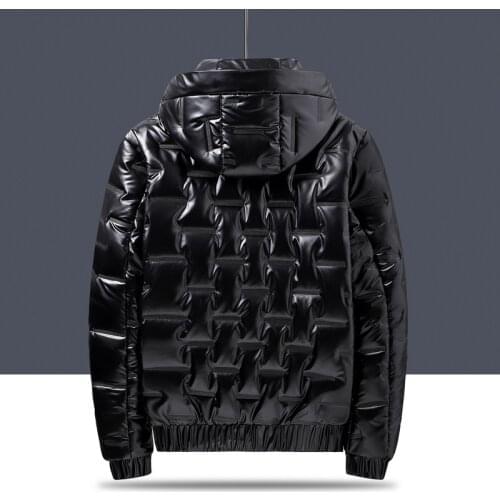 2020 Winter Jacket Men Glossy silver Thick Parka Jacket Mens Solid Hooded warm Cotton clothes Fashion Casual Zipper Coat 4xl