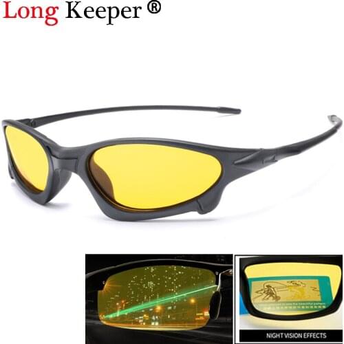 Long Keeper Mens Polarized Driving Fishing Sports Sunglasses Yellow Lens Night Vision Glasses Driver Goggles Anti-glare 1034