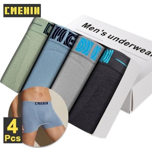 CMENIN 4Pcs Sexy Men Boxer Shorts Cueca Male Panties Cotton Nylon Breathable Boxers For Men Lingeries Trunks CM001