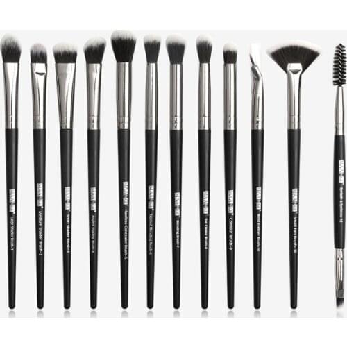 Maange 12Pcs High Quality Professional Eye Makeup Brushes Set Liner Shade Natural Soft Synthetic Hair Make Up Brush Tools Kit