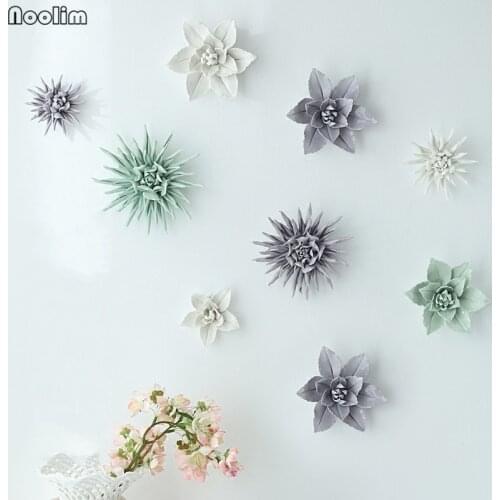 NOOLIM Creative Ceramic Lily Night-blooming Cereus Wall Hanging Flower Ornament Living Room TV Background Wall Decoration