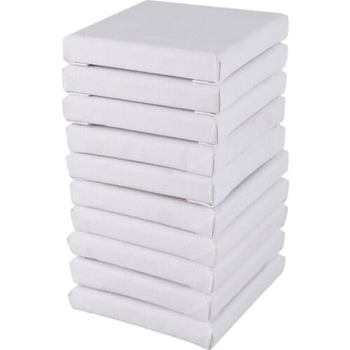 New 10Pcs/Set White Blank Art Boards Mini Stretched Artist Canvas Art Board Acrylic Oil Paint Wood+Cotton for Artwork Painting