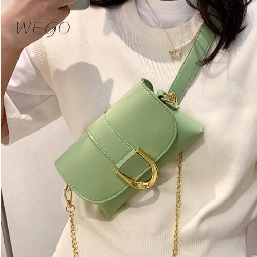 Solid color Square Crossbody bag Small Waist bag 2021 New PU Leather Chest bag Womens Designer Handbag Shoulder Messenger Bag