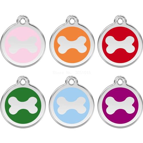 Wholesale 100Pcs Dog Tag Custom Pet Bone Name Tags Dog Collar Accessories Anti-lost Puppy Nameplate Tag Diamond laser engraving