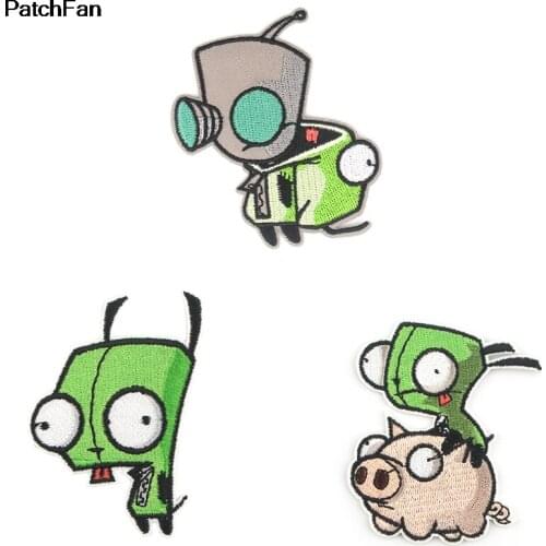 A3106 Patchfan 3pcs/Set Alien Cartoon Iron on Patches Clothing Para Embroidered Badges Sewing Applique Patchworks stickers