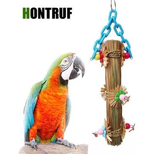 Bird Toy Parrot Supplies Large Medium and Small Parrot Grass Stick Toy Bite Toy Wooden Molar Toy
